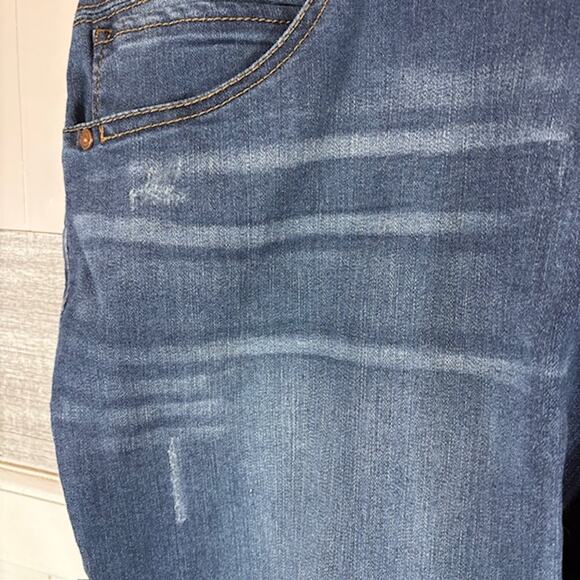 Democracy Sz 22W Blue Denim Ankle Skimmer "Ab"solution® Distressed Jeans - Picture 6 of 12